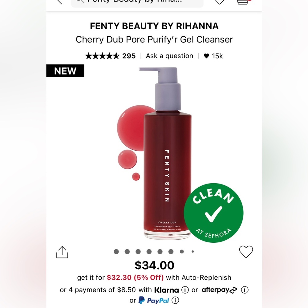 fenty beauty cherry dub pore purify’r gel cleanser